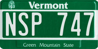VT license plate NSP747