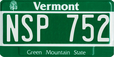 VT license plate NSP752
