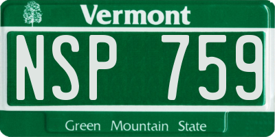 VT license plate NSP759