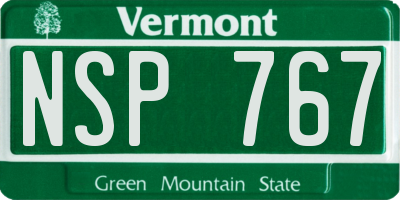 VT license plate NSP767