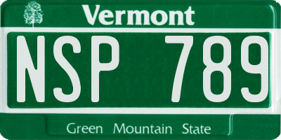 VT license plate NSP789