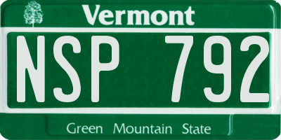 VT license plate NSP792