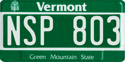 VT license plate NSP803