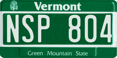 VT license plate NSP804