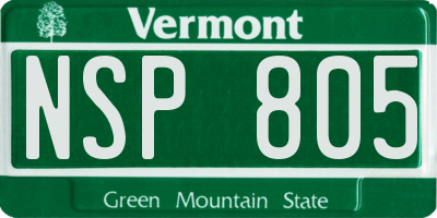 VT license plate NSP805