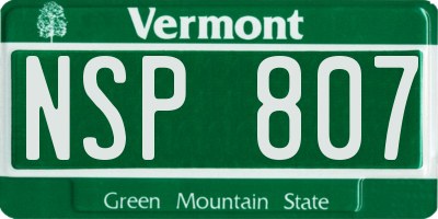 VT license plate NSP807
