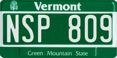 VT license plate NSP809