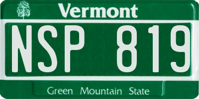 VT license plate NSP819