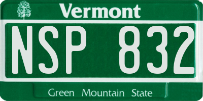 VT license plate NSP832