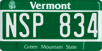 VT license plate NSP834