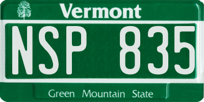 VT license plate NSP835