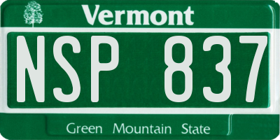 VT license plate NSP837