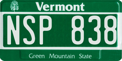 VT license plate NSP838