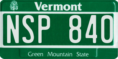 VT license plate NSP840
