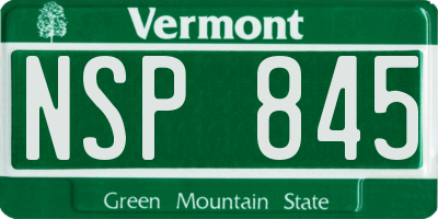 VT license plate NSP845