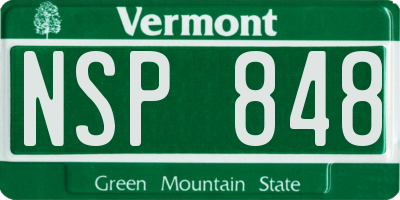 VT license plate NSP848
