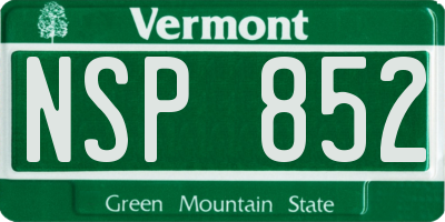 VT license plate NSP852