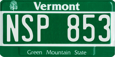 VT license plate NSP853