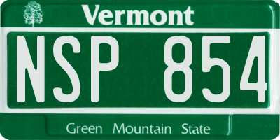 VT license plate NSP854