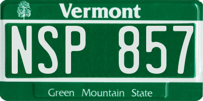 VT license plate NSP857