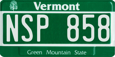 VT license plate NSP858
