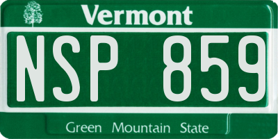 VT license plate NSP859