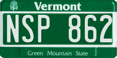 VT license plate NSP862