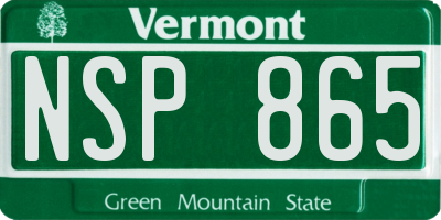 VT license plate NSP865