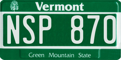 VT license plate NSP870
