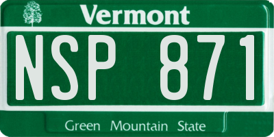 VT license plate NSP871