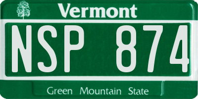 VT license plate NSP874