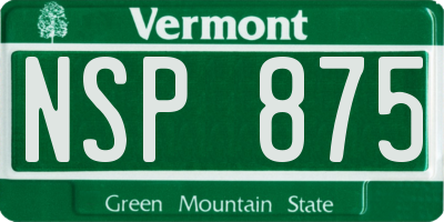 VT license plate NSP875