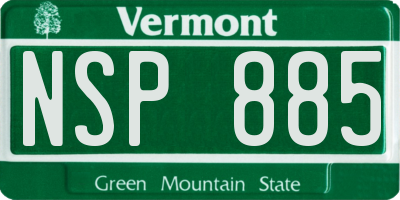 VT license plate NSP885