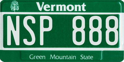 VT license plate NSP888