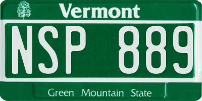 VT license plate NSP889