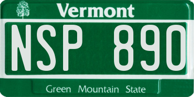 VT license plate NSP890