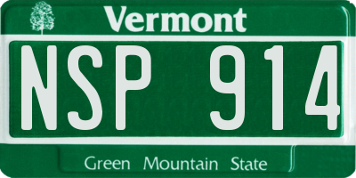 VT license plate NSP914