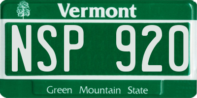 VT license plate NSP920