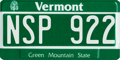 VT license plate NSP922