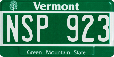 VT license plate NSP923