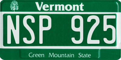 VT license plate NSP925