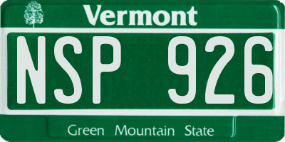 VT license plate NSP926
