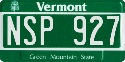 VT license plate NSP927
