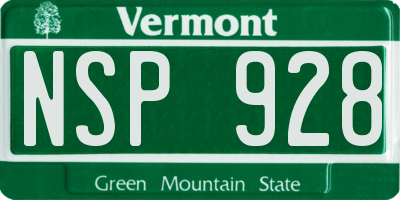 VT license plate NSP928