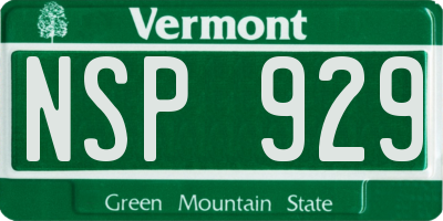VT license plate NSP929
