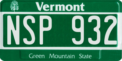 VT license plate NSP932