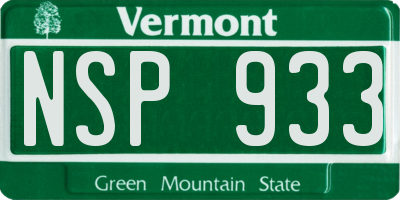 VT license plate NSP933