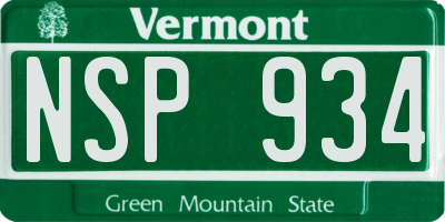 VT license plate NSP934