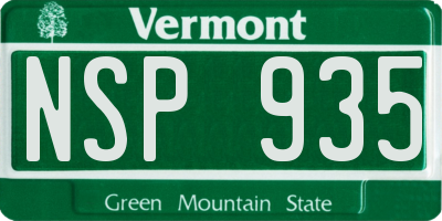 VT license plate NSP935
