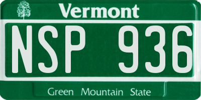 VT license plate NSP936